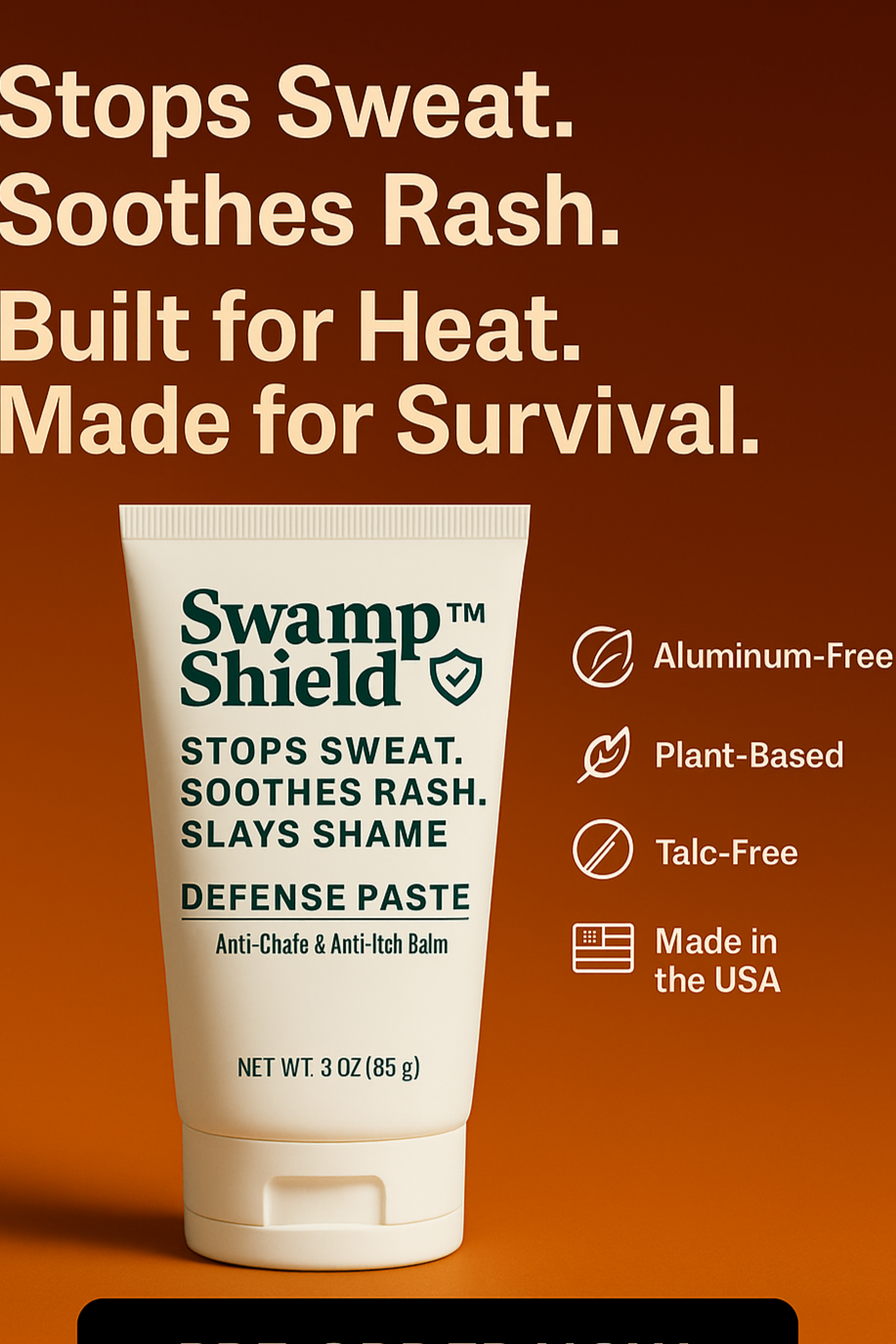 Swamp Shield anti chafe paste tube for heat, sweat, and friction protection